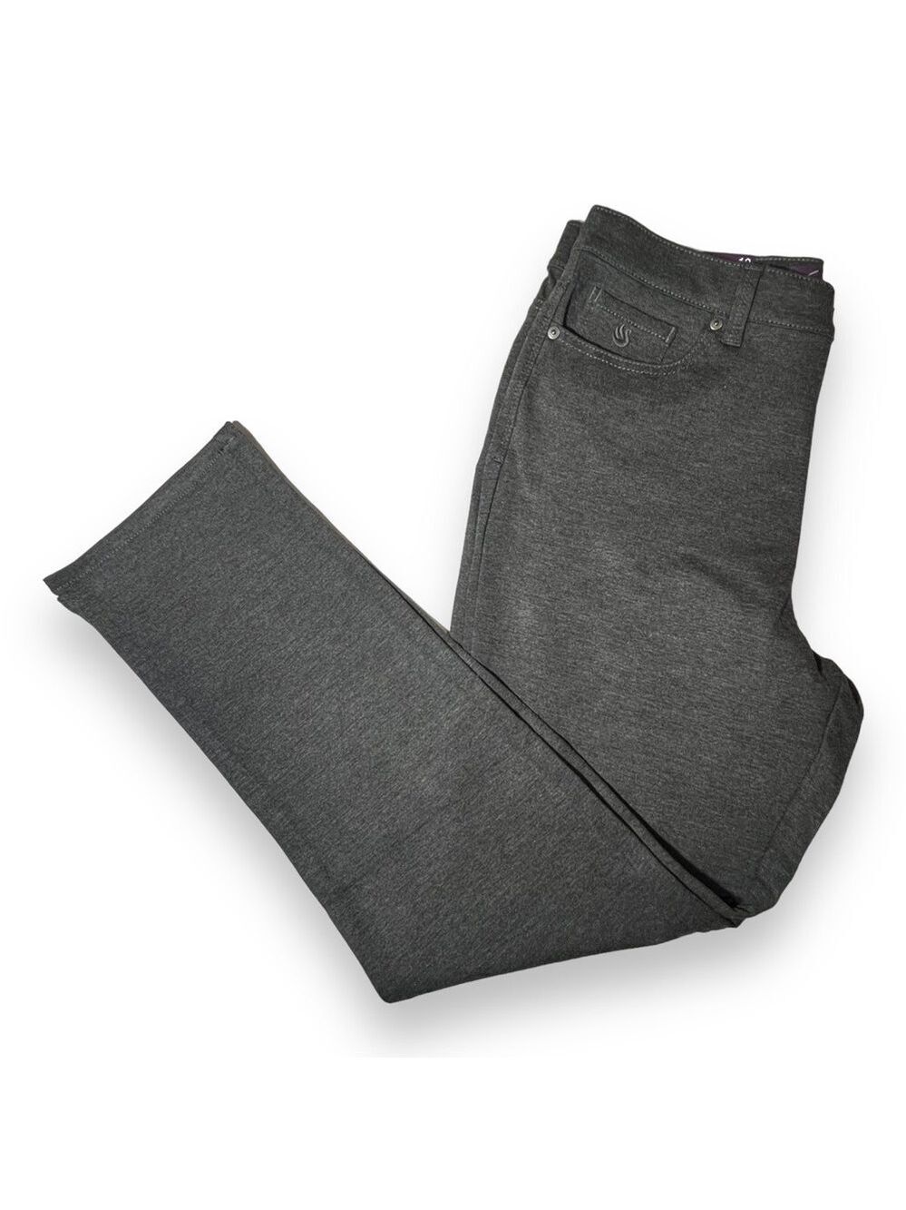 Gloria Vanderbilt Women’s Amanda Slim Knit Ponte Pants Heather Grey Size 10